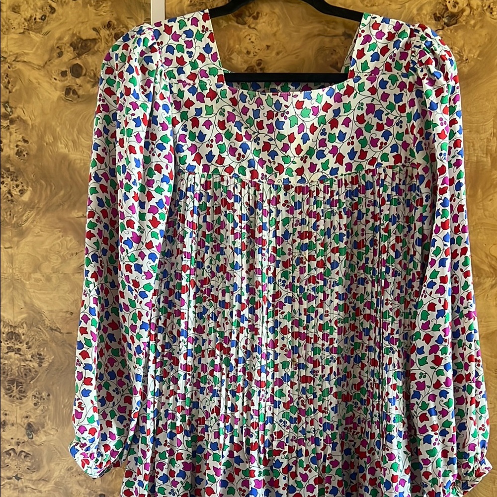 Vintage Floral Silk Yves Saint Laurent Dress YSL XS